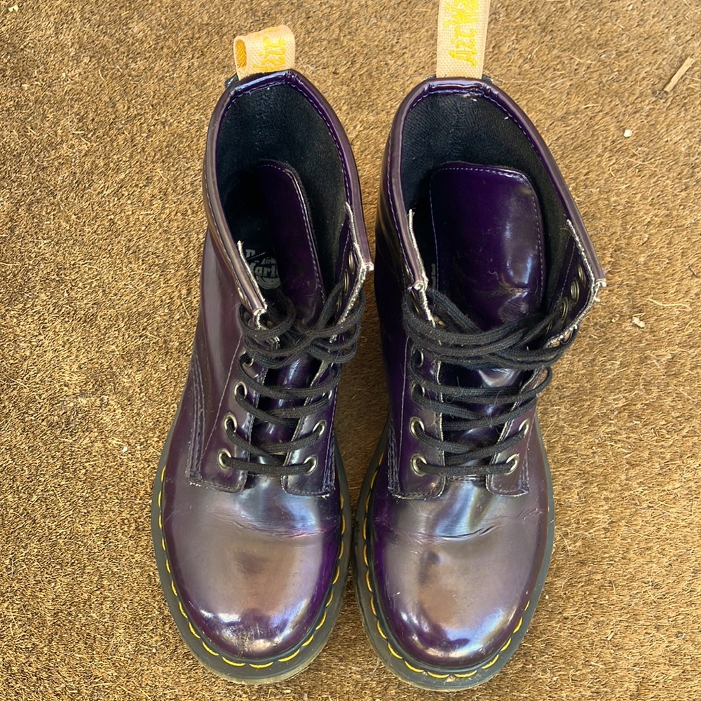 Dr. Marten Vegan 1460 lace up boots in rich purple Lightly worn. Doc